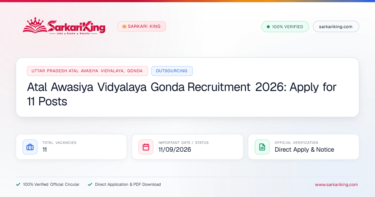 Atal Awasiya Vidyalaya Gonda Recruitment 2026: Apply for 11 Posts - Sarkari King Official Notification