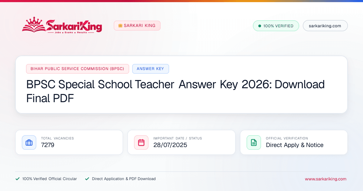 BPSC Special School Teacher Answer Key 2026: Download Final PDF - Sarkari King Official Notification