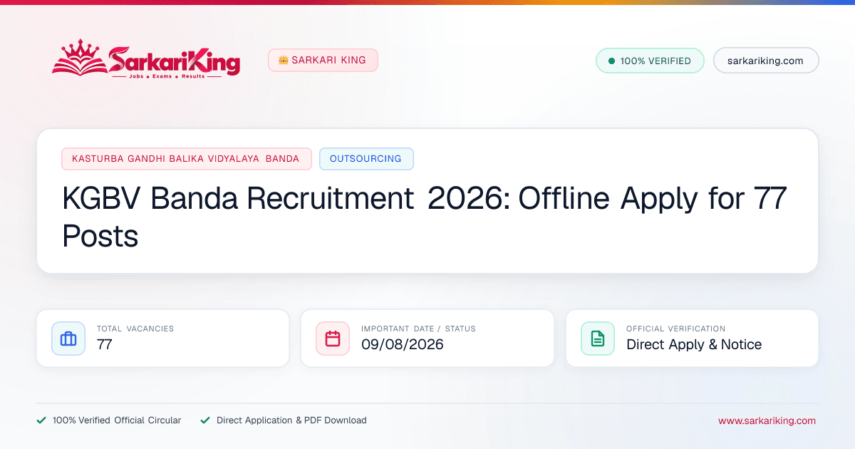 KGBV Banda Recruitment 2026: Offline Apply for 77 Posts - Sarkari King Official Notification