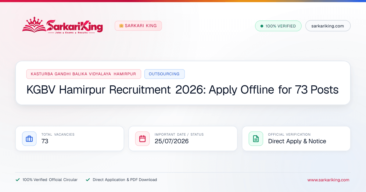 KGBV Hamirpur Recruitment 2026: Apply Offline for 73 Posts - Sarkari King Official Notification