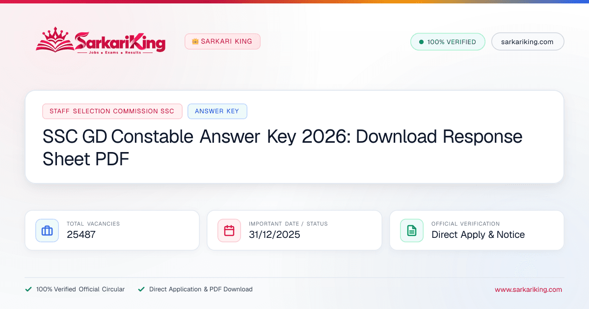 SSC GD Constable Answer Key 2026: Download Response Sheet PDF - Sarkari King Official Notification