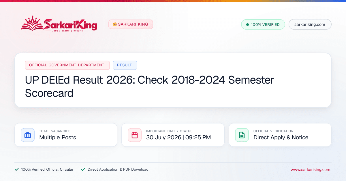UP DElEd Result 2026: Check 2018-2024 Semester Scorecard - Sarkari King Official Notification