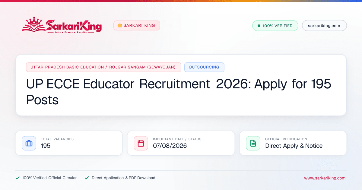 UP ECCE Educator Recruitment 2026: Apply for 195 Posts - Sarkari King Official Notification