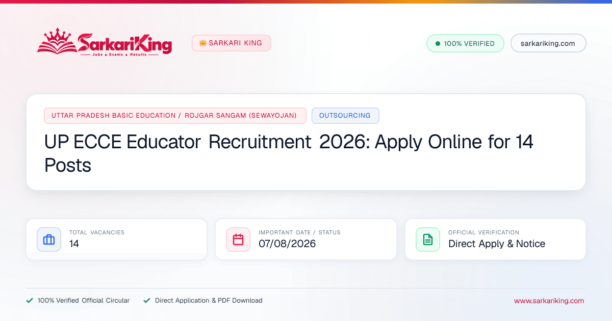 UP ECCE Educator Recruitment 2026: Apply Online for 14 Posts - Sarkari King Official Notification