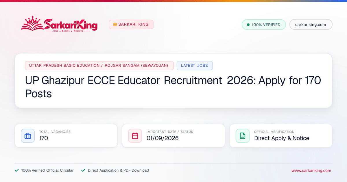 UP Ghazipur ECCE Educator Recruitment 2026: Apply for 170 Posts - Sarkari King Official Notification
