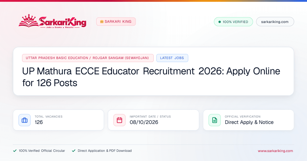 UP Mathura ECCE Educator Recruitment 2026: Apply Online for 126 Posts - Sarkari King Official Notification