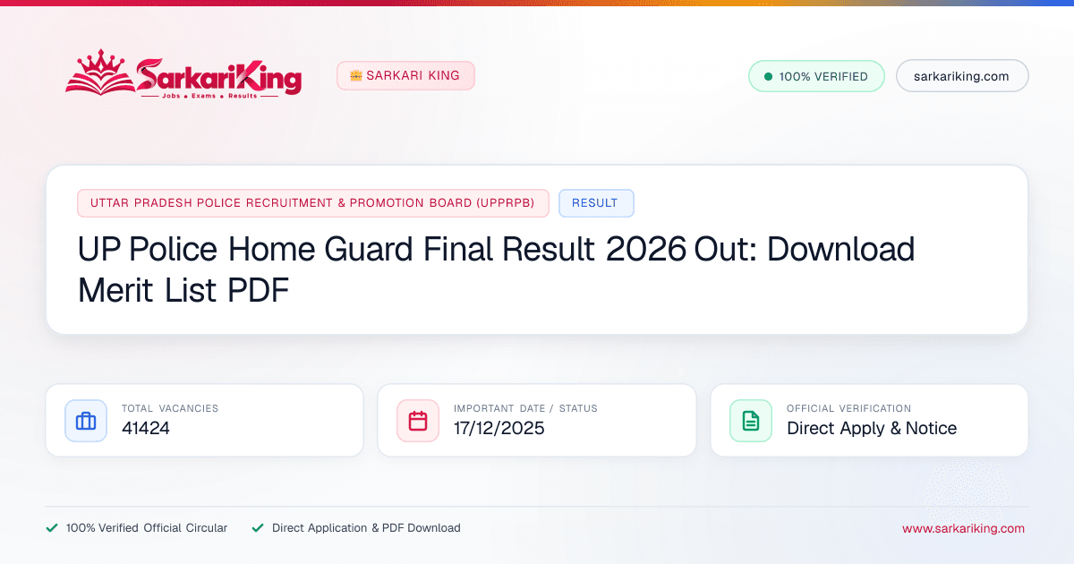 UP Police Home Guard Final Result 2026 Out: Download Merit List PDF - Sarkari King Official Notification