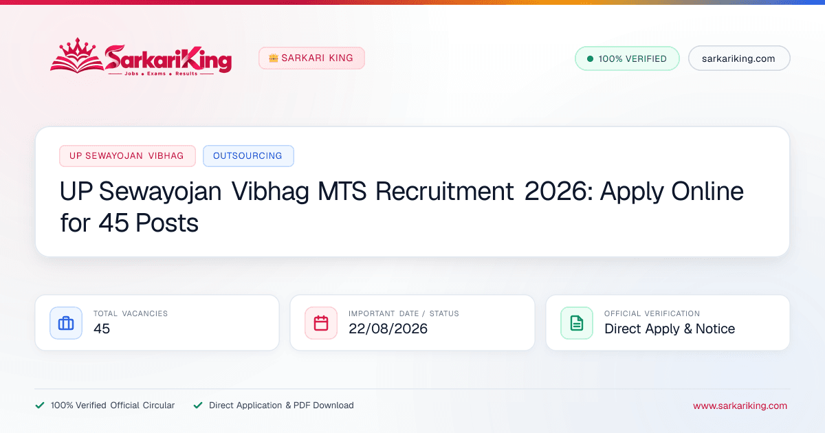 UP Sewayojan Vibhag MTS Recruitment 2026: Apply Online for 45 Posts - Sarkari King Official Notification