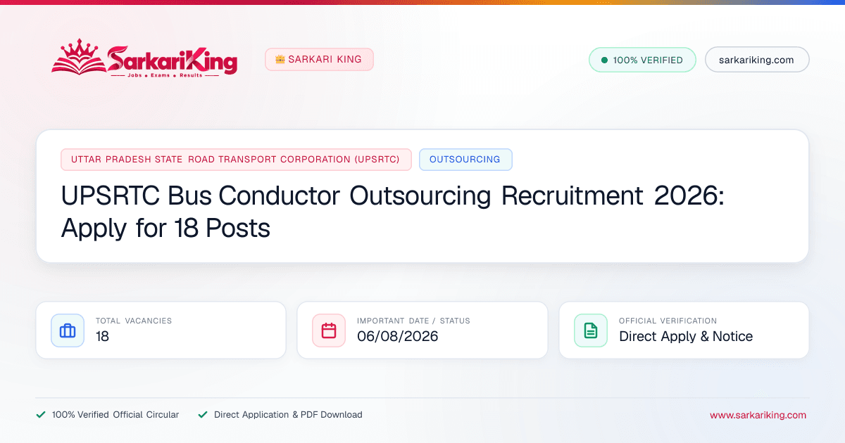 UPSRTC Bus Conductor Outsourcing Recruitment 2026: Apply for 18 Posts - Sarkari King Official Notification