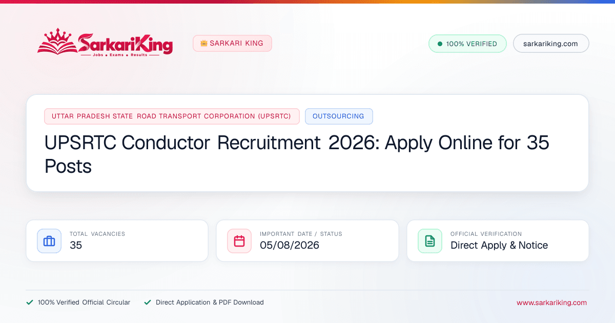 UPSRTC Conductor Recruitment 2026: Apply Online for 35 Posts - Sarkari King Official Notification