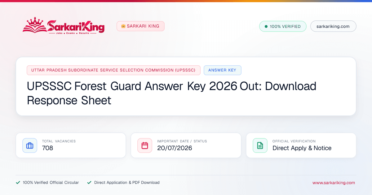 UPSSSC Forest Guard Answer Key 2026 Out: Download Response Sheet - Sarkari King Official Notification